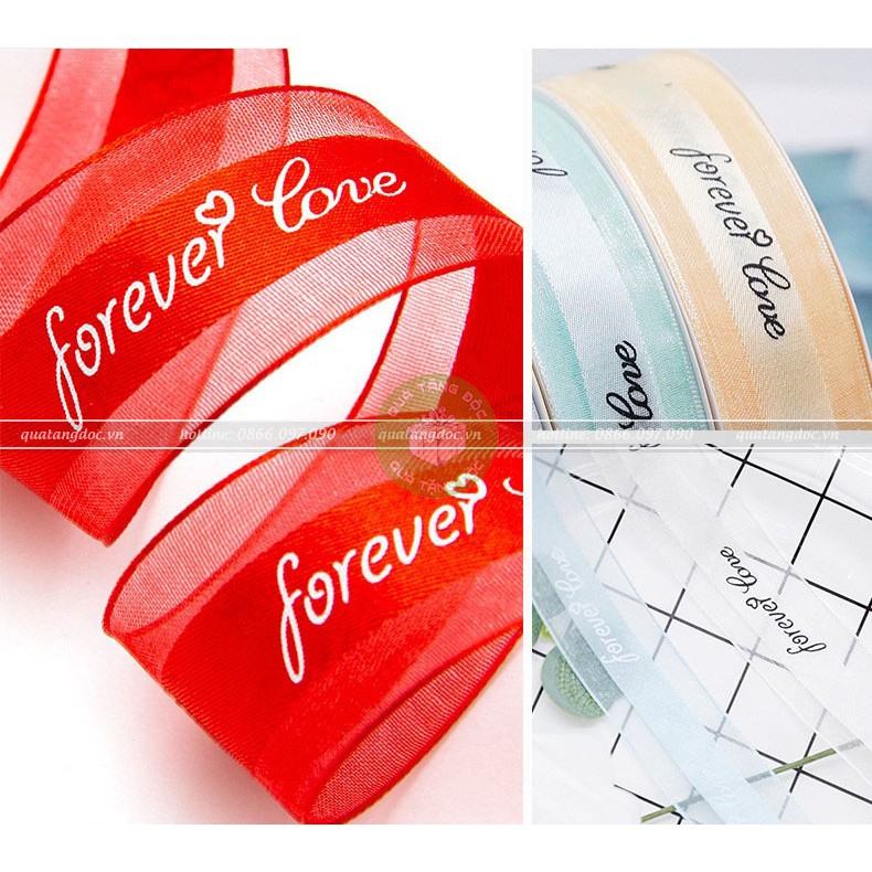 Ruy băng voan chữ Forever Love 2,5cm