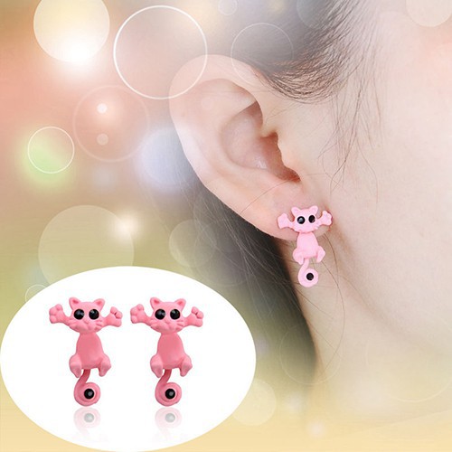 Khuyên tai hình chú mèo 3D độc đáo