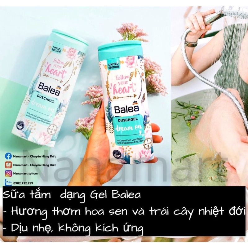 Sữa Tắm Dạng Gel Balea Dusche Dream on - Follow Your Heart - của Đức 300ml