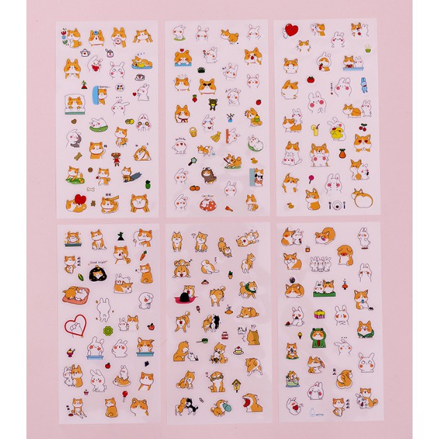 Set 6 Tấm Sticker Chó Tinh Nghịch