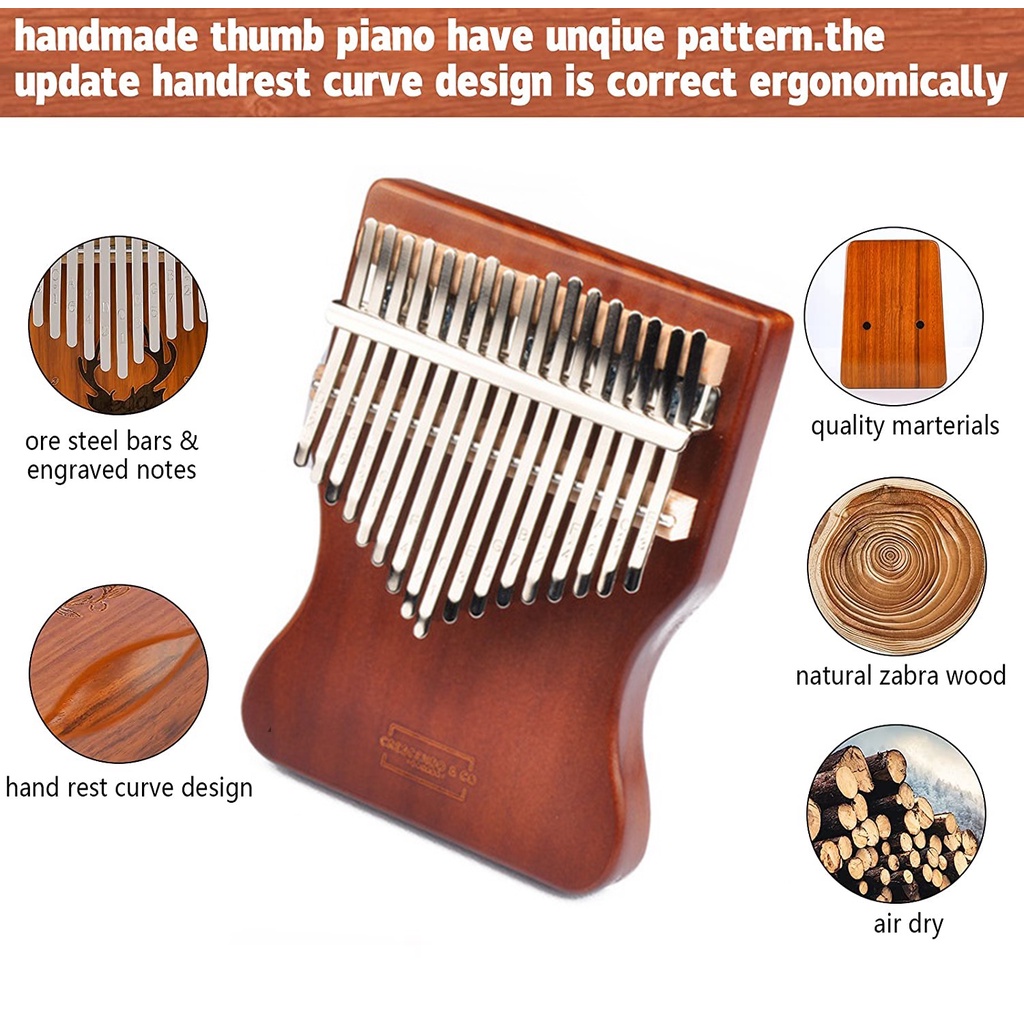 Đàn kalimba 17 phím gỗ đàn hương loại 1 mahogany CRESSENCO -MS1976 Hàng chính hãng