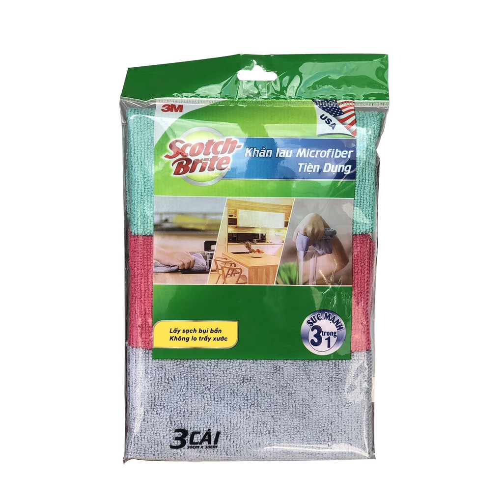 [Mã BMBAU50 giảm đến 50K đơn 99K] Bộ 3 khăn lau bếp đa năng tiện dụng Microfiber Scotch-Brite 3M KL-BEP3