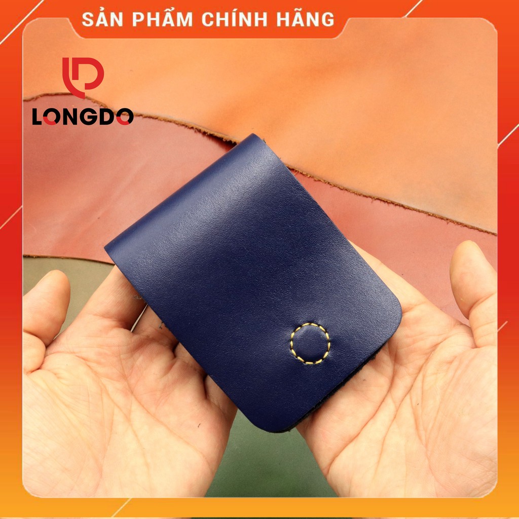 Ví Sen 3 Cao Cấp - Cam Kết 100% Da Bò Thật - Bóp Da Nam Mini Màu Xanh Navy Hàng Chính Hãng Thương Hiệu Longdo Leather