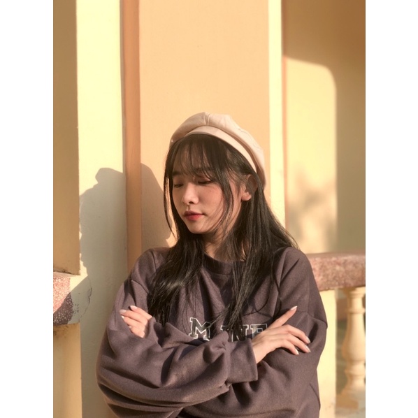 Áo nỉ MAINE in chữ, Áo Sweater nỉ chui đầu Ulzzang Basic