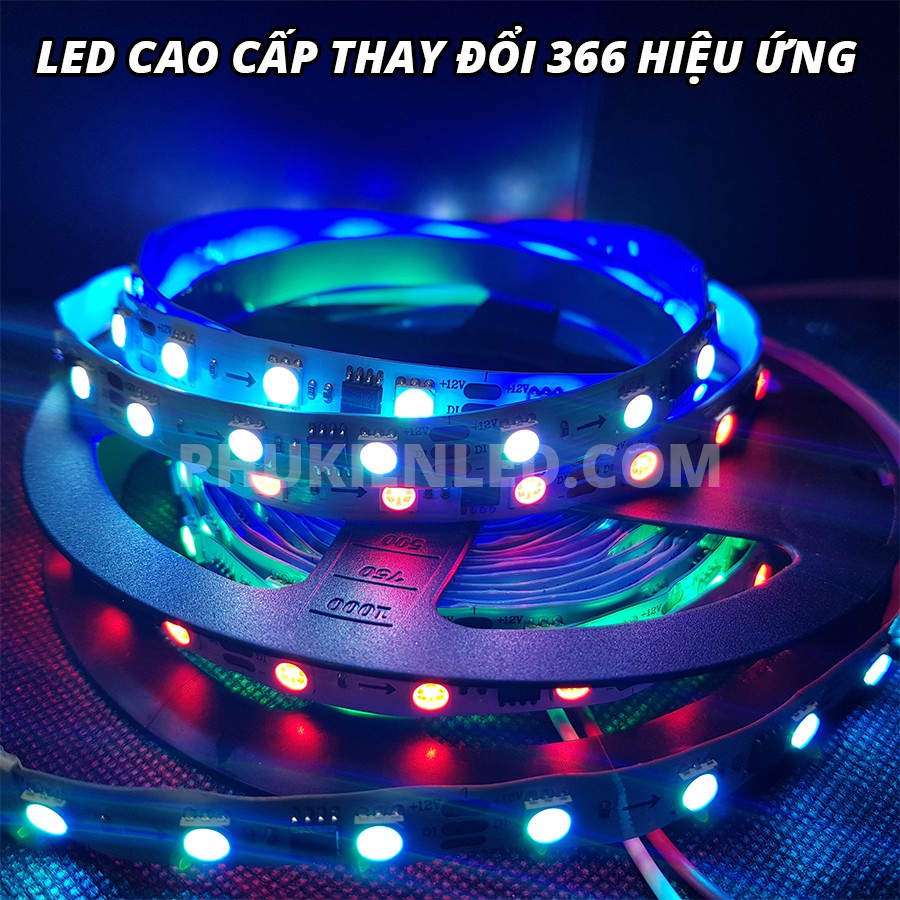 LED Dây Dán Full Color chạy hiệu ứng đẹp mắt -  IC chất lượng cao 1903 và bóng LED 5050 - loại trần 12V