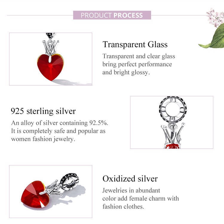 Mặt dây chuyền Bamoer bạc 925 hình vương miện đính đá zircon