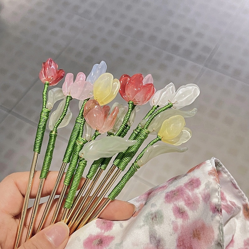 Trâm Cài Tóc Hình Hoa tulip Phong Cách Cổ Điển Cho Nữ