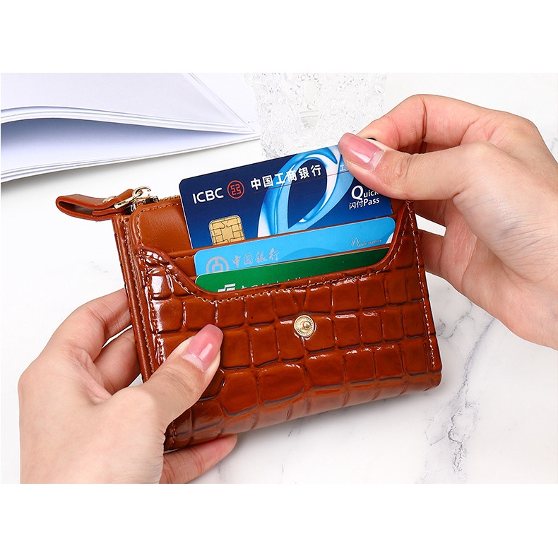 Ví KAITIFEI cầm tay mini dạng gập nhỏ gọn chất liệu da PU thời trang dành cho nữ