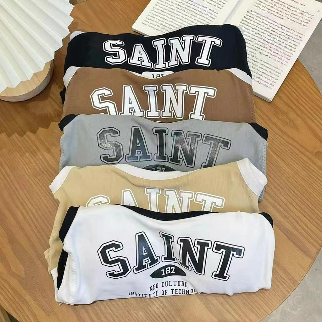 Áo ba lỗ nữ dáng lửng kèm mút - Bra nữ cotton chữ in cá tính, thấm hút mồ hôi ZANABRA B126