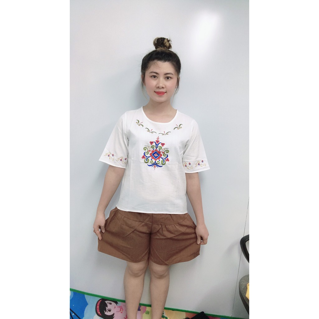 Quần đùi nữ ống rộng cao cấp chất đũi mát mẻ T47 | BigBuy360 - bigbuy360.vn