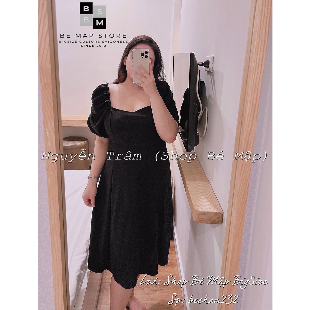 Đầm Maxi Cổ Vuông Tay Bồng Xẻ Đùi BigSize 58-86Kg