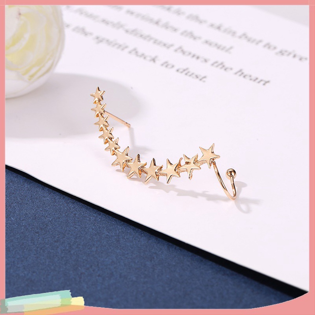 [LK] - 1 Bông Tai Dạng Kẹp Hình Ngôi Sao Năm Cánh Nhẹ Chống Dị Ứng Dễ Phối Đồ Trang Sức Cho Nữ