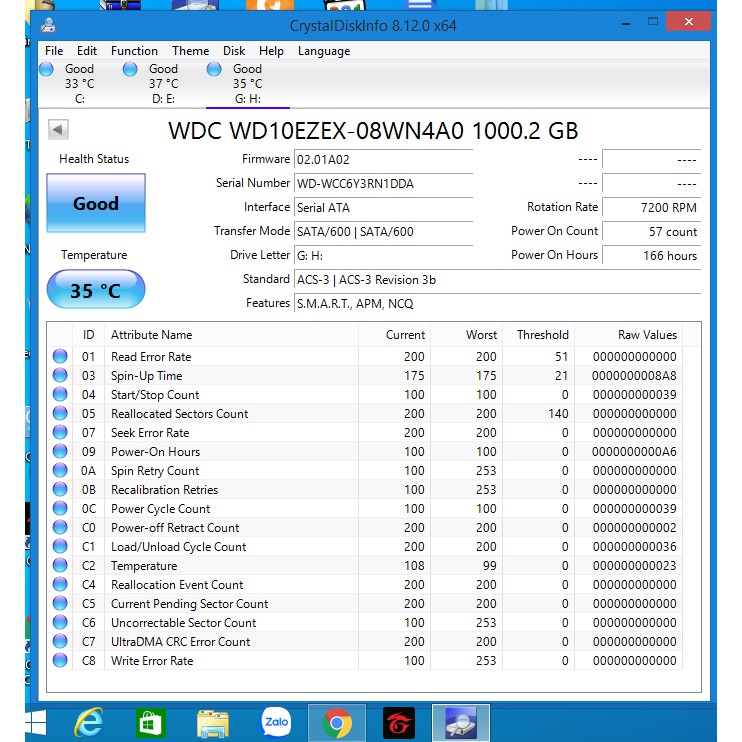 Ổ Cứng HDD WD Blue 1TB 3.5" (WD10EZEX) LIKENEW - Mới dùng 165 Giờ (~7 Ngày)