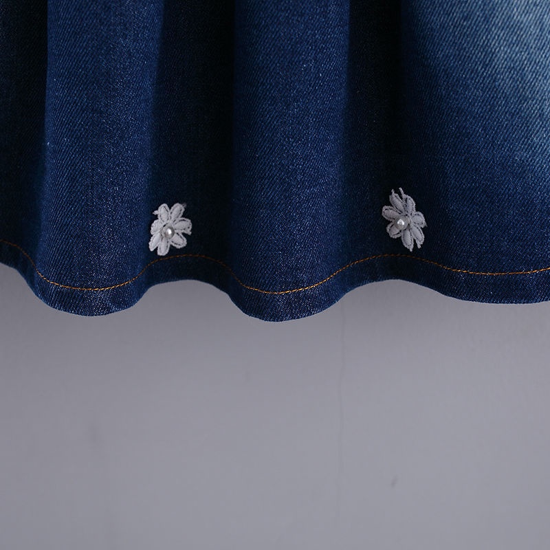 Đầm Denim Sát Nách Thời Trang Xuân Thu Phong Cách Hàn Quốc Cho Bé Gái