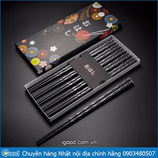 Set 5 đôi đũa kháng khuẩn Shikisai hoa đào Nhật Bản cao cấp
