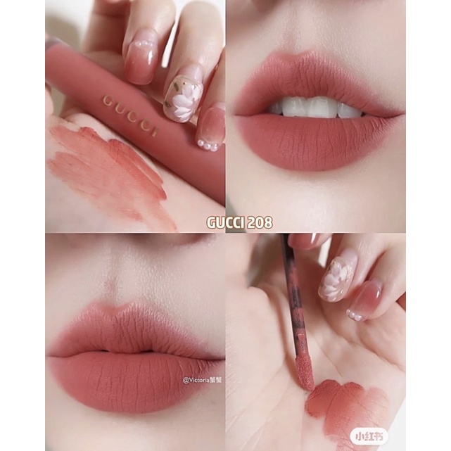 Có sẵn - Son kem GUCCI Liquid Matte 208 They Met in Argentina màu hồng đất