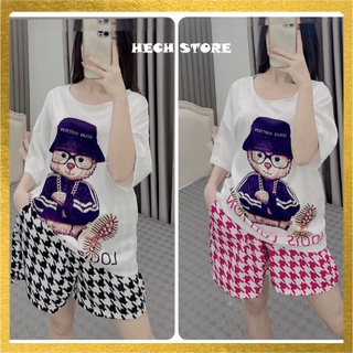 Bộ đồ ngủ Pijama Gấu Đeo Kính | Chất lụa Latin Cao Cấp mát lịm
