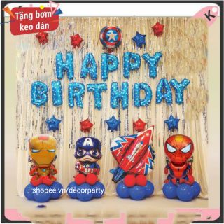 Set 2 rèm+ bóng siêu nhân trang trí sinh nhật bé trai GD67