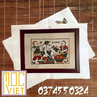 Tranh Đông Hồ Chọi cá Tranh cỡ 27x37cm