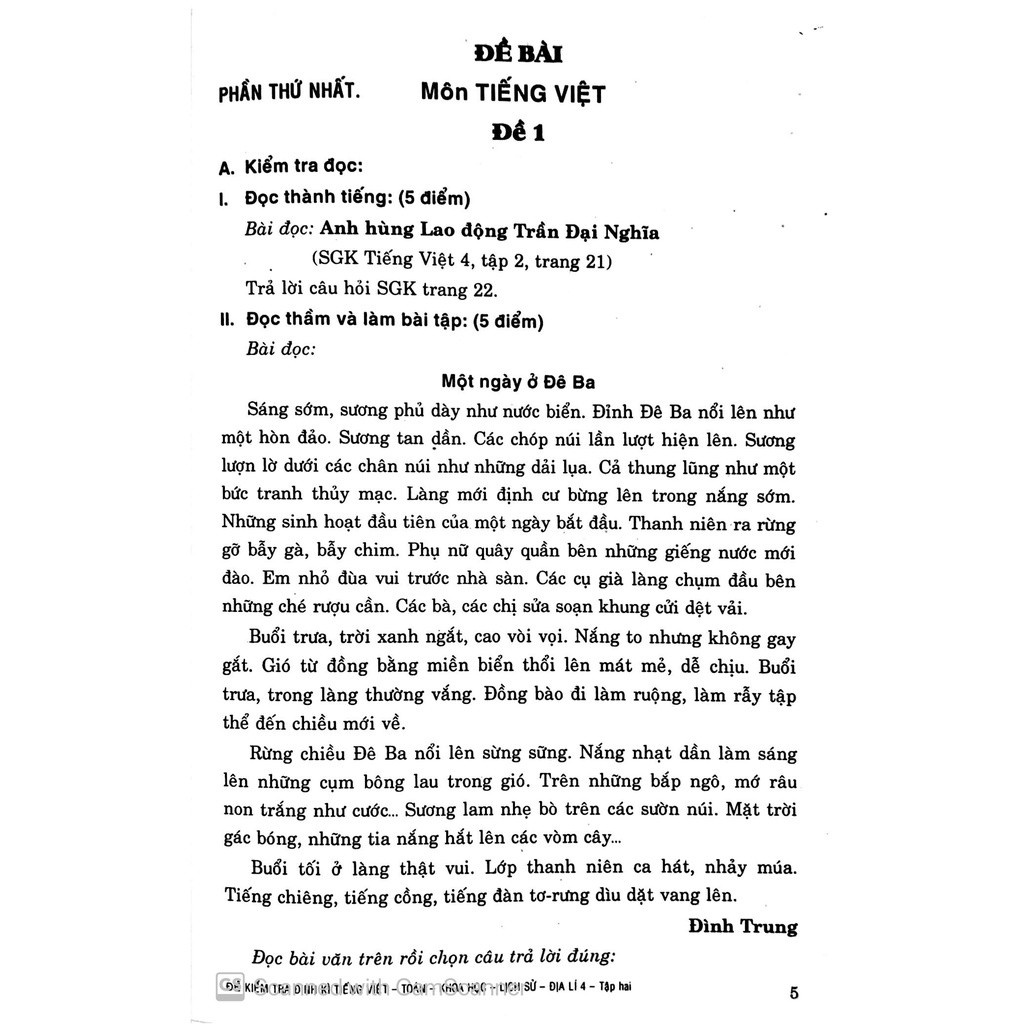 Sách - Đề kiểm tra định kì tiếng việt - toán, khoa học, lịch sử và địa lí 4 tập 2