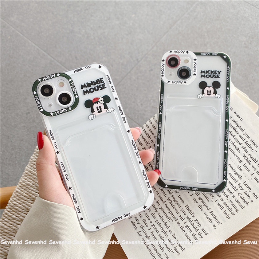 Ốp Điện Thoại Mềm Trong Suốt Có Ngăn Đựng Thẻ Cho iPhone 14 13 12 11 Pro Max X XR Xs Max 8 7 6 6s Plus SE 2020