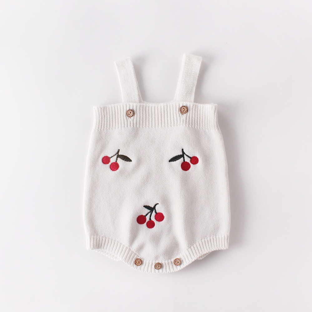 Set Đồ Mùa Xuân 0-2 Tuổi Gồm Áo Tay Dài Thêu Hình Quả Cherry Dễ Thương + Váy Ha