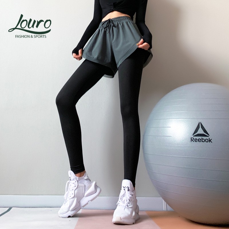 Quần tập Gym nữ Louro QF30 có quần Short liền che khuyết điểm , co giãn 4 chiều, thoáng mát, tập Yoga, Gym