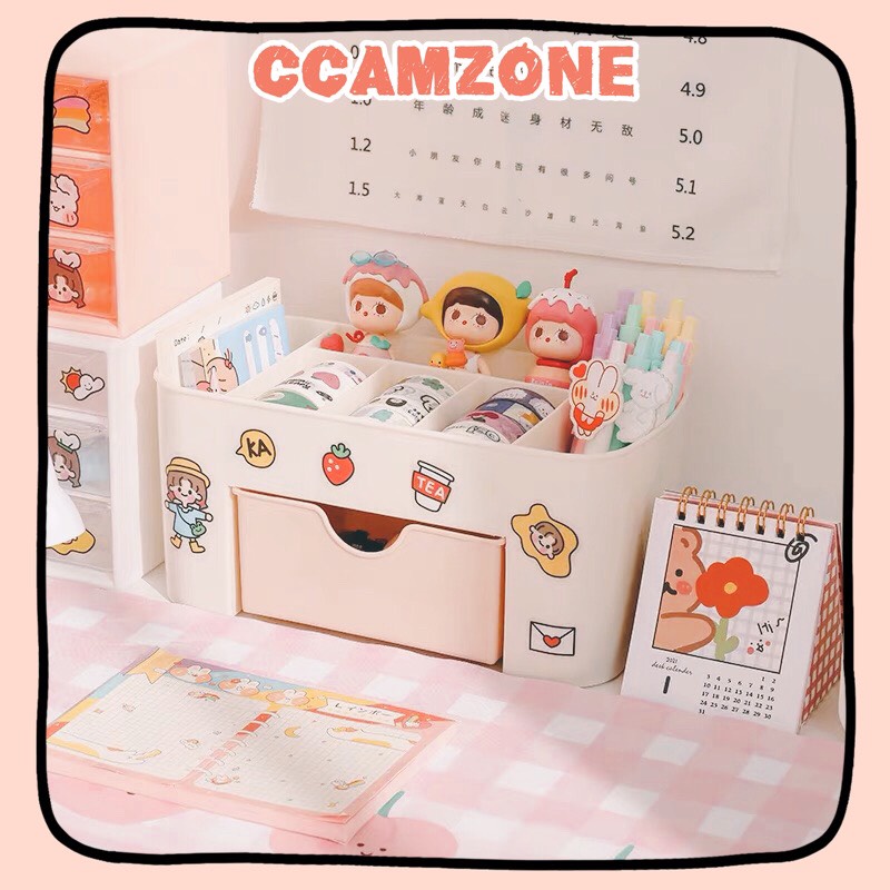 Kệ mỹ phẩm mini một ngăn và 2 ngăn kéo cti164 ccamzone