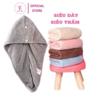 Khăn ủ tóc, khăn quấn tóc sợi microfiber 2 lớp cao cấp siêu thấm, lông mềm, siêu nhanh khô - Việt thư