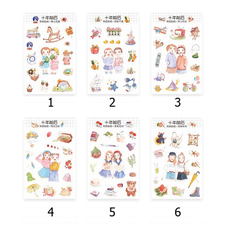 Sticker MỜ Nữ sinh trang trí sổ tay, Scrapbook (SM11)