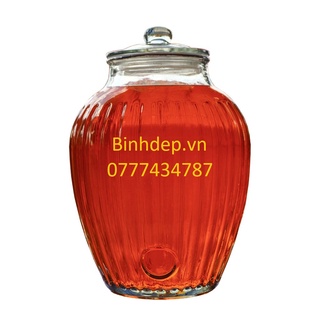 Bình thuỷ tinh ngâm rượu 10L, kiểu dáng bí sọc