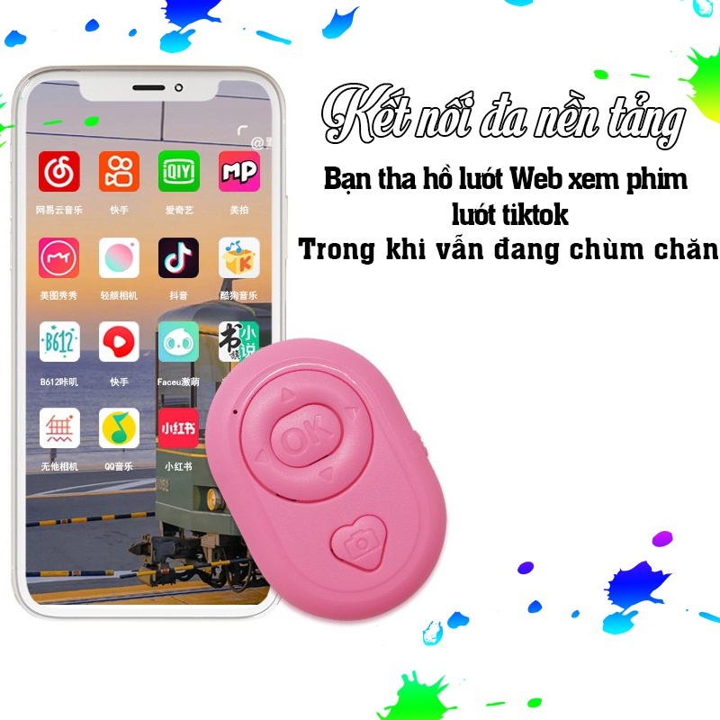 Remote Bluetooth - Điều Khiển Từ Xa Thông Minh Chụp Ảnh Selfie Tự Sướng, Lướt Tiktok, Mạng Xã Hội, Lật Trang Sách