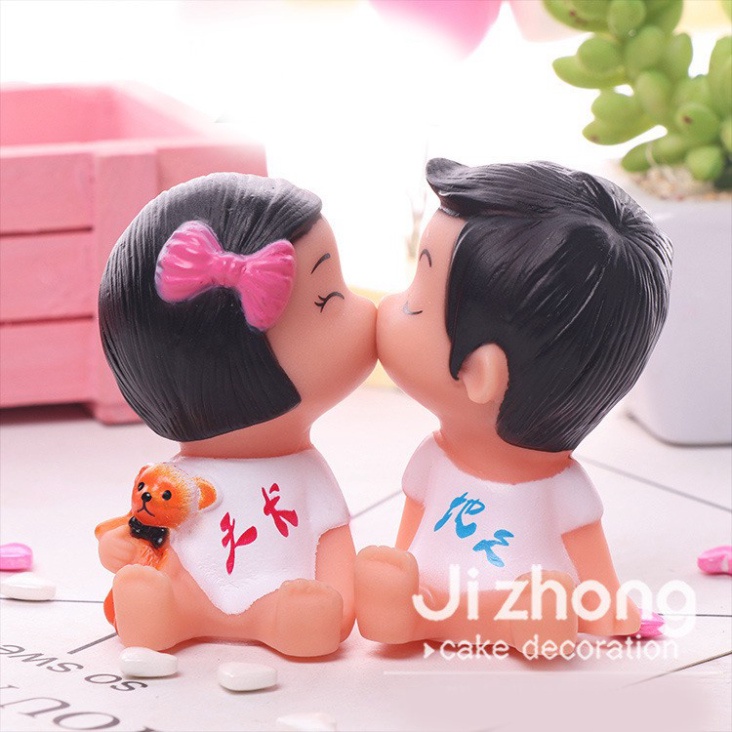 đồ trang trí bánh sinh nhật [FREESHIP❤️] cặp đôi kiss dễ thương