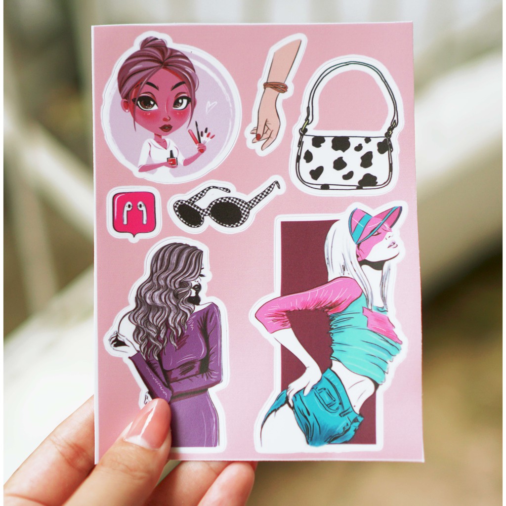 [Set 100+ Hình] Sticker Hình Girl Style Cute |Dán Nón Bảo Hiêm, Điện Thoại, Laptop, Bình Nước..Chống Nước, Chống Bay Màu