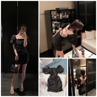 ĐẦM BODY ĐEN ĐAN LƯNG TAY BỒNG SANG CHÃNH DBD1309