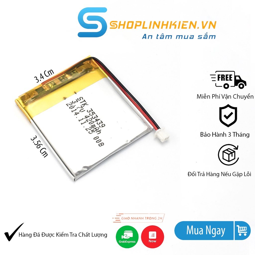 Pin 3.7V 420mAh 353439 39x34x3.5MM dùng cho các thiết bị cầm tay ShopLinhKienM2M