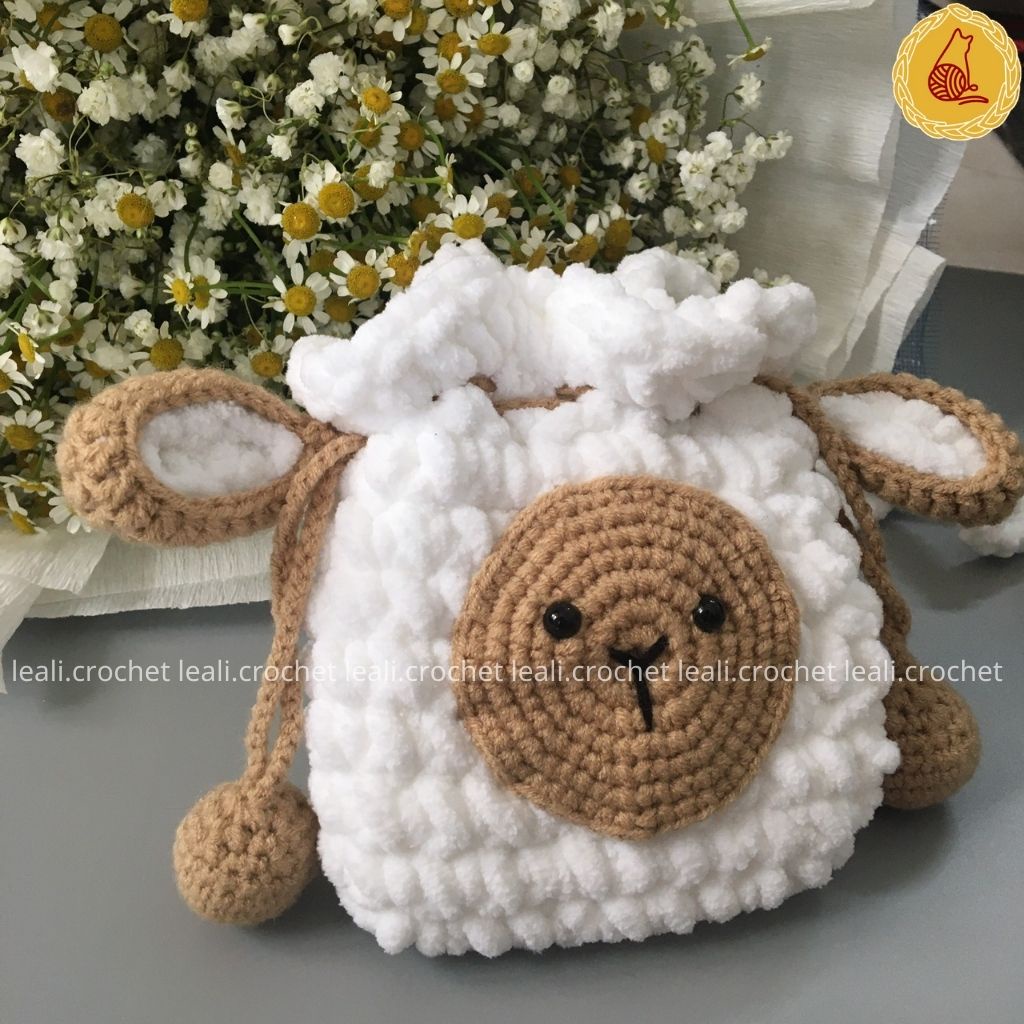 Túi len Handmade đeo chéo lông cừu mini, hình con cừu dễ thương, đựng lì xì cho bé ngày tết cực đẹp