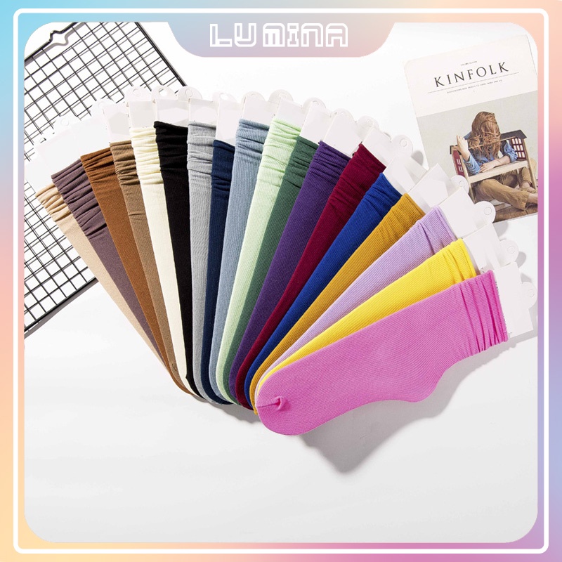 Tất vớ trơn nam nữ cổ cao phong cách Hàn Quốc nhiều màu mát mẻ thoải mái thoáng khí thời trang dễ phối đồ giá rẻ T103