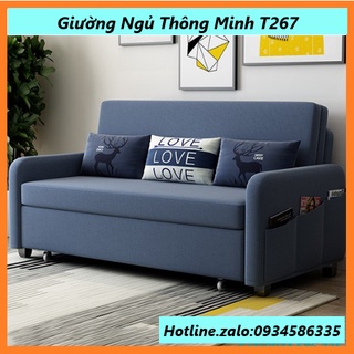 [CAO CẤP]GIƯỜNG SOFA THÔNG MINH GẤP GỌN THÀNH GHẾ ĐA NĂNG-GHẾ SOFA GIƯỜNG CAO CẤP 1m6*1m9 KÈM 3 GỐI- T267