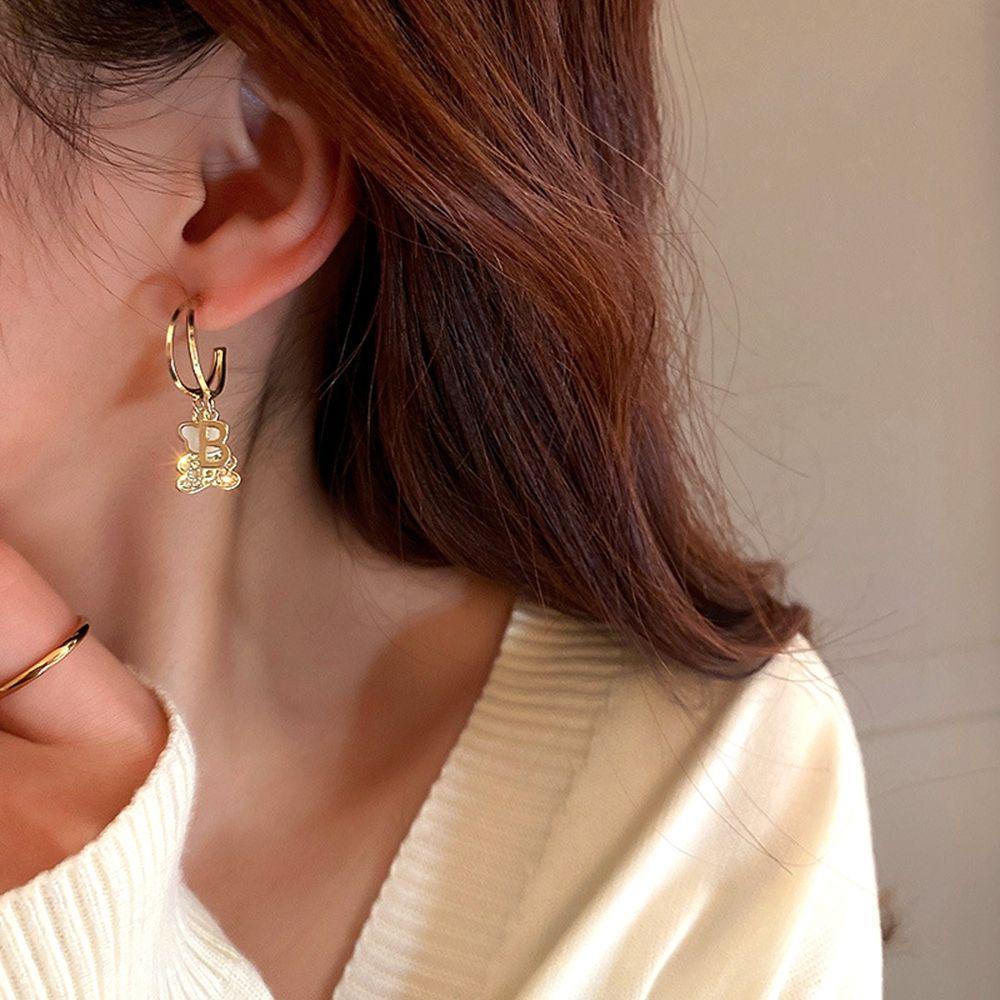 Bông Tai Hình Gấu Đính Kim Cương Giả Tinh Tế Cho Nữ|Khuyên Tai Ngọc Trai Nơ