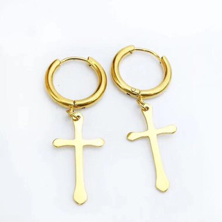KHUYÊN TAI VÒNG MIX CHỮ THẬP MÀU GOLD CÁ TÍNH