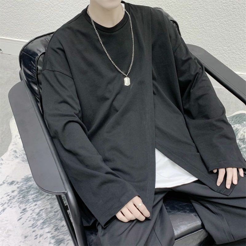 (Sẵn đen XL, trắng XL) ÁO THUN DÀI TAY 100% COTTON VẠT CHÉO NAM NỮ UNISEX ULZZANG HIPHOP DANCE | BigBuy360 - bigbuy360.vn