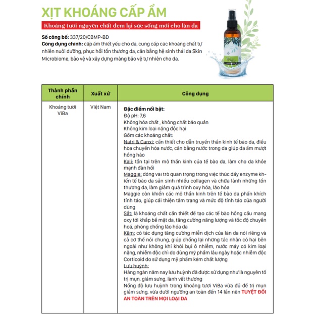 [Khoáng tươi Viba] Xịt khoáng cấp ẩm Viba 100ml và 250ml | BigBuy360 - bigbuy360.vn