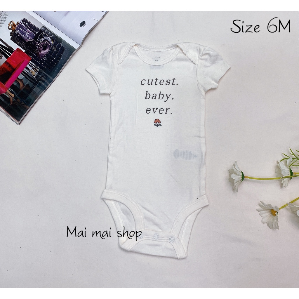 (3-6M Chọn màu-Gái) Body chip TAY NGẮN,CÁNH TIÊN xuất dư cổ tròn, cổ đáp chéo cho bé gái sz 3-6M- Bộ liền thân cho bé