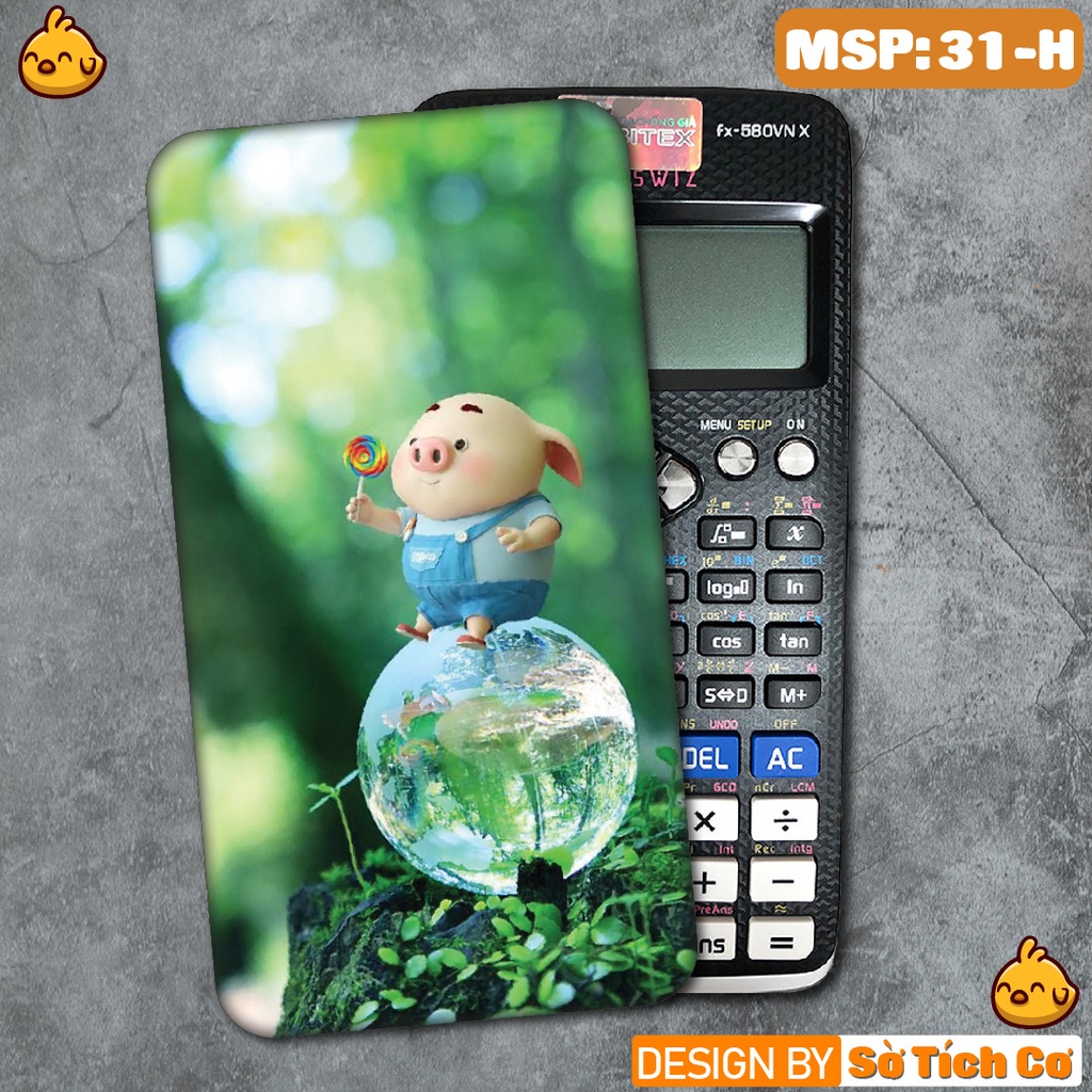 Miếng decal dán máy tính casio vinacal FX500 FX570 FX580 - 570ES 570EX 680EX hình Heo Dễ Thương MSP: 31