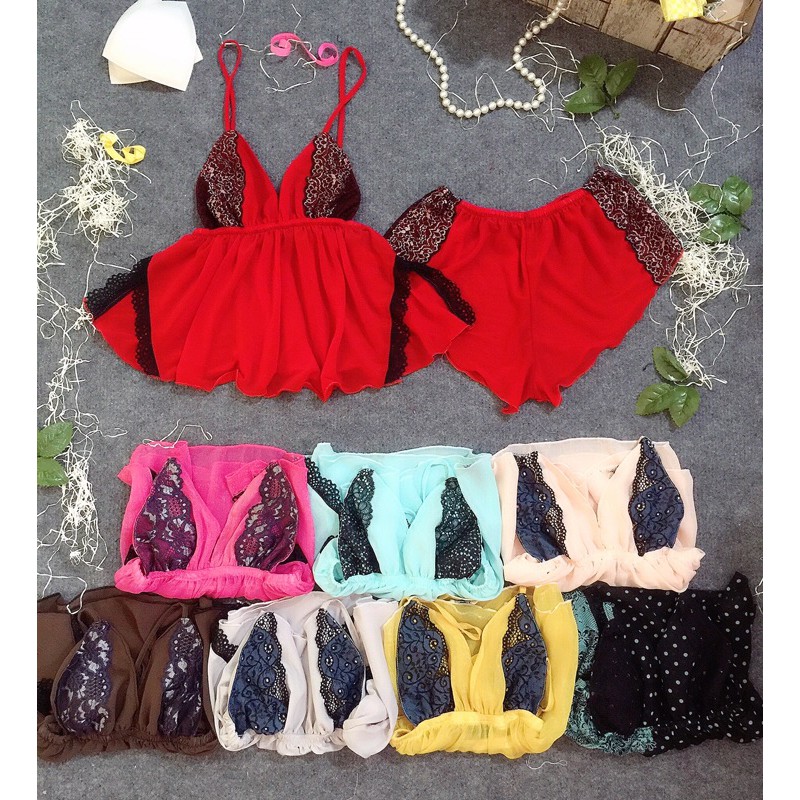 [Mã FAMAYWA giảm 10K đơn 50K] 🦋BỘ NGỦ SEXY VOAN MÚT RỜI XẺ HÔNG FORM DƯỚI 60KG🦋