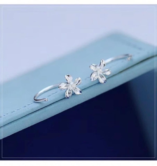 BÔNG TAI BẠC KHOEN MÓC MẶT HOA CAO CẤP - TRANG SỨC BẠC