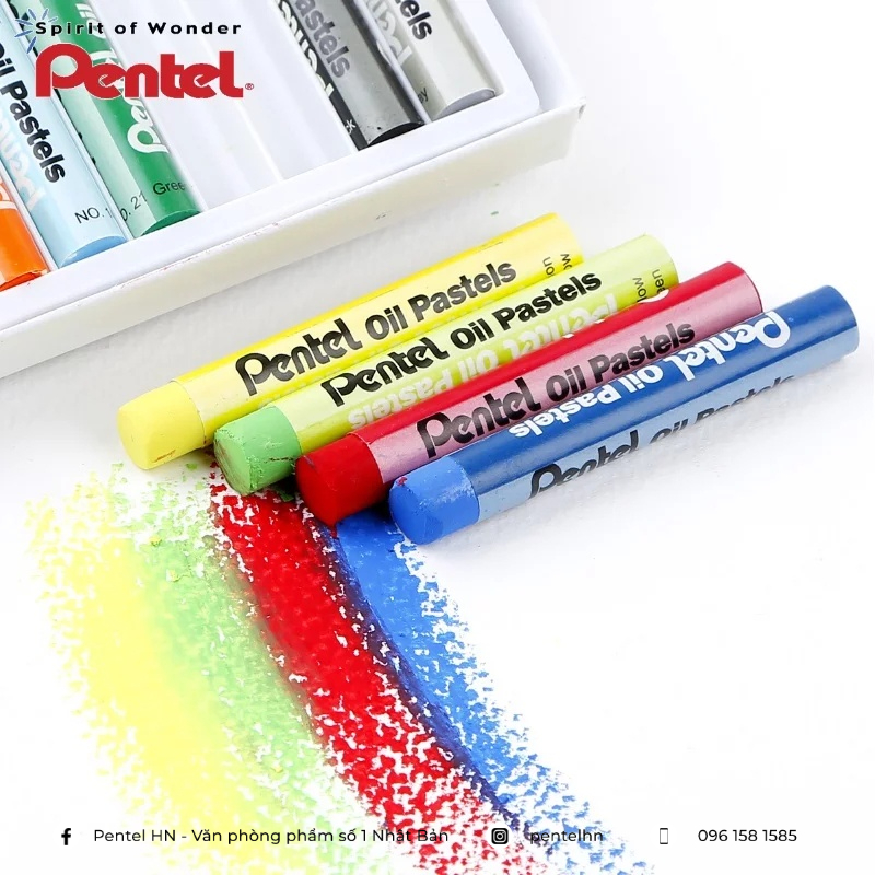 𝐏𝐞𝐧𝐭𝐞𝐥 𝐊𝐢𝐝 𝐀𝐫𝐭 𝟏 - Cùng bé sáng tạo thế giới muôn màu - Combo Sáp Màu Dầu Pentel Oil Pastel PHN + Chì Tiệp Vàng + Tẩy