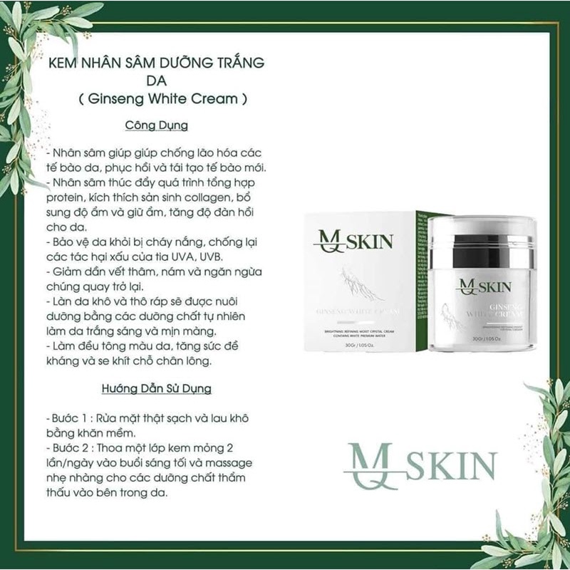 Kem Face Trắng Da Nhân Sâm MQSKIN - BX2996
