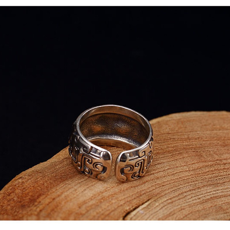 925 nhẫn bạc nam bạc Thái nhẫn có thể điều chỉnh được đồ trang sức cổ điển